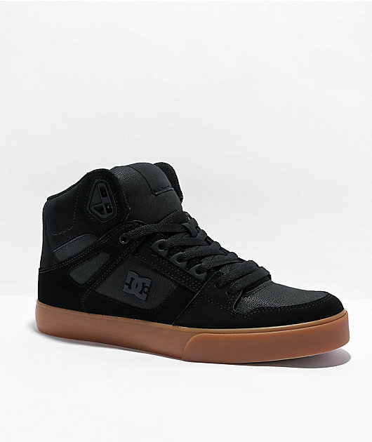 DC Pure Hightop zapatos de skate negros y de goma