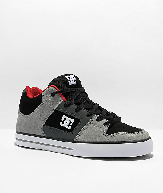 DC Pure Mid Black, Grey & Red Skate Shoes