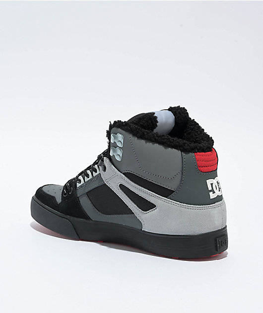 DC Pure Wc Wnt Black, Red, & Grey High Top Shoes | Zumiez