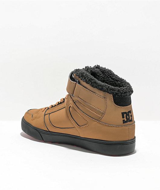DC zapatos de invierno de alta trigo y negro para niños
