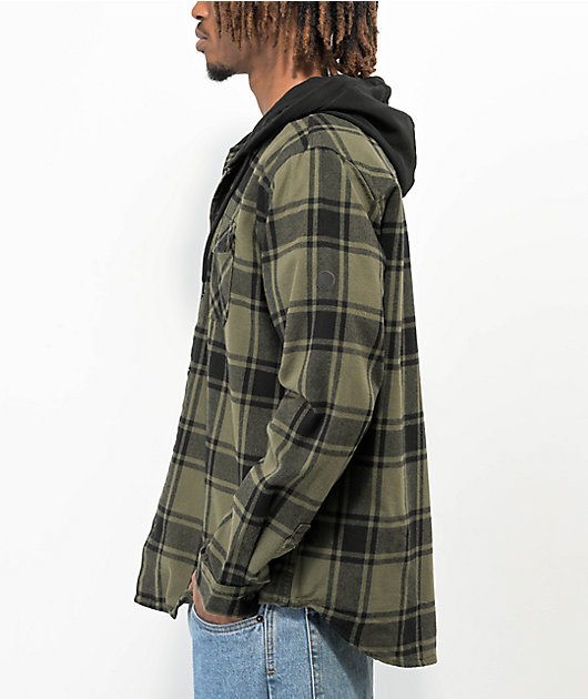 Flannel hoodie online green