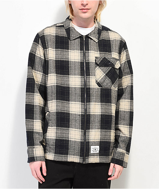 DC Trapper Black & Khaki Plaid Flannel Jacket | Zumiez