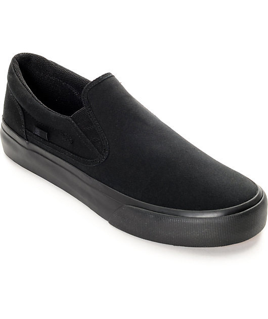 DC Trase Black Canvas Slip On Shoes 