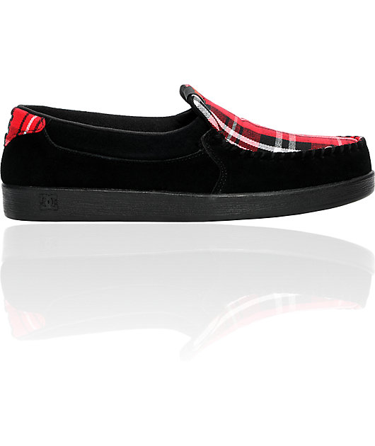 black and red plaid slippers