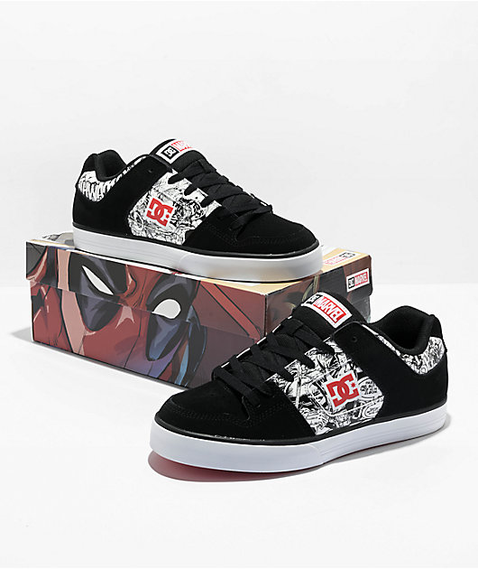 DC x Deadpool Pure Black, White & Red Skate Shoes | Zumiez display picture 1