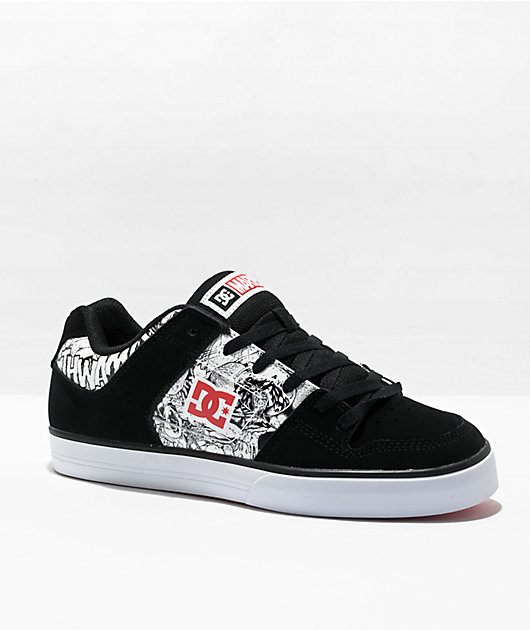 DC x Deadpool Pure Black White Red Skate Shoes Zumiez