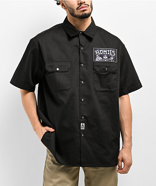 DGA Homies 8ball Trio Black Button Up Short Sleeve Shirt Zumiez