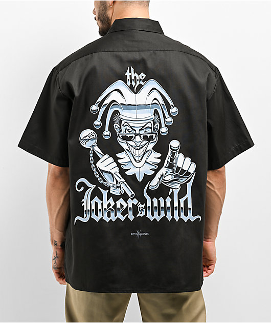 DGA Homies Jokers Wild Black Button Up Short Sleeve Shirt