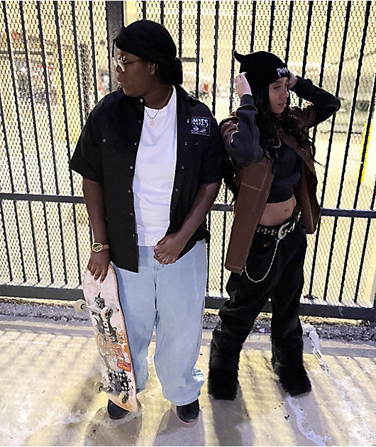 DGA Homies Wanna Take You Higher Black Button Up Short Sleeve Shirt