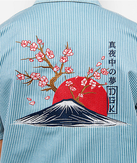 DGK Accord Blue & White Pinstripe Quarter Zip Work Shirt