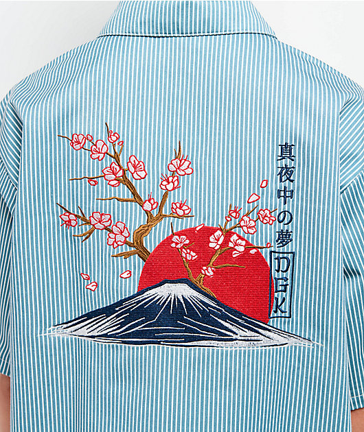 DGK Accord Blue & White Pinstripe Quarter Zip Work Shirt