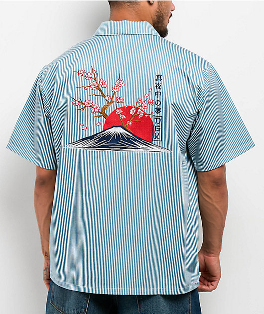 DGK Accord Blue & White Pinstripe Quarter Zip Work Shirt