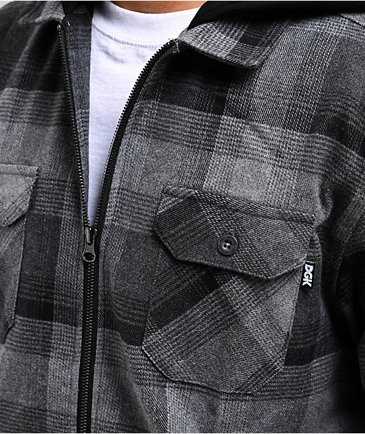 DGK Bliss Charcoal Hooded Flannel Shirt