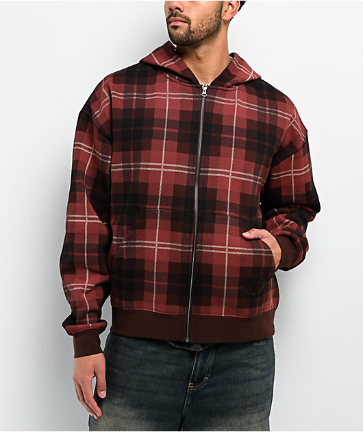 DGK Brickyard Red Plaid Zip Hoodie | Zumiez