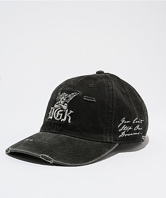 DGK Divinity Distressed Black Strapback Hat | Zumiez