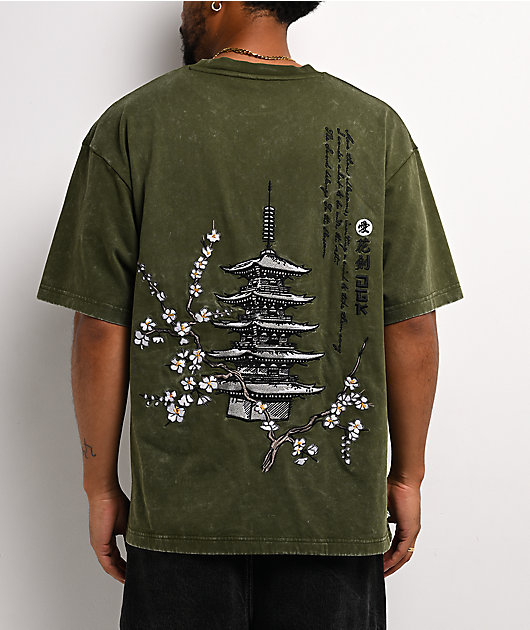 DGK Haiku Olive Green Wash Boxy T-Shirt | Zumiez