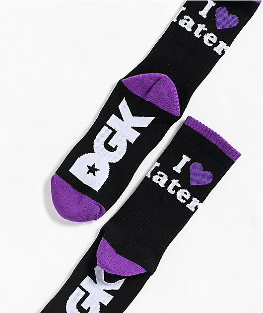 DGK I Love Haters Black & Purple Crew Socks | Zumiez