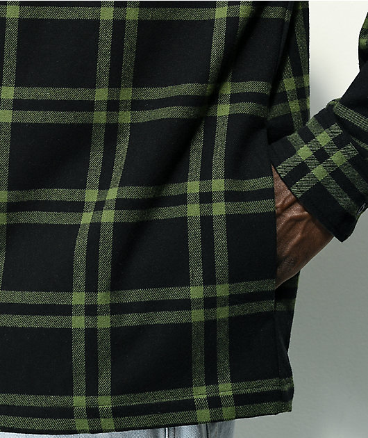 DGK Immortal Green & Black Hooded Zip Flannel Shirt