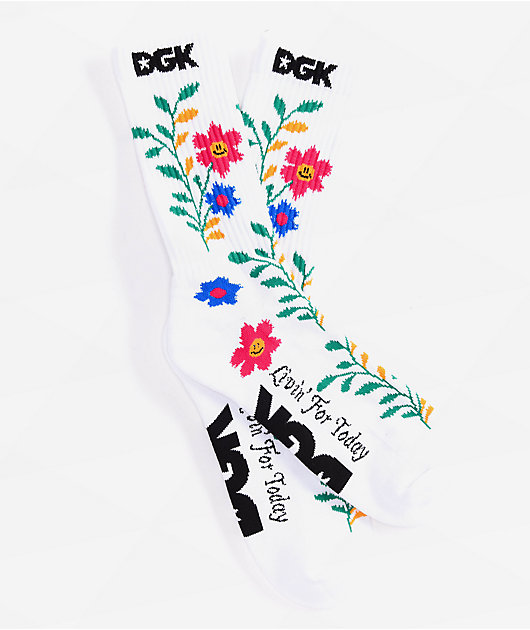 DGK Life Floral White Crew Socks