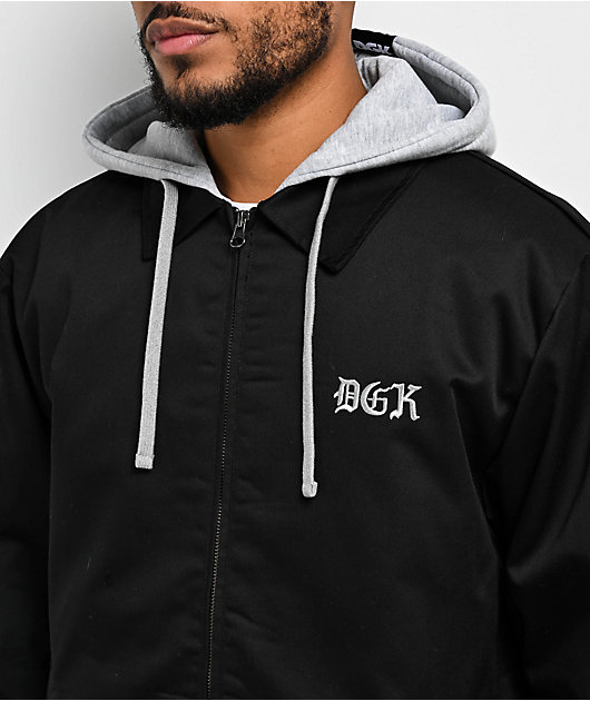 DGK Lo-Side Black Hooded Work Jacket | Zumiez