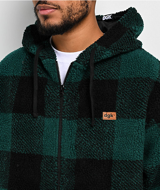 Welcome Cloak Dark Green Sherpa Zip Sweatshirt
