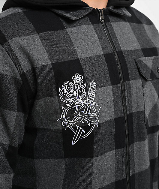 DGK Monterey Black Hooded Flannel Jacket