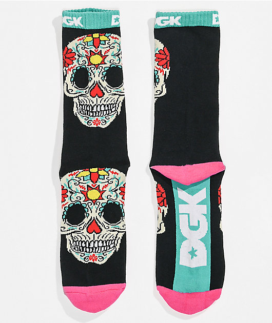 DGK Muertos Black, Pink & Teal Crew Socks