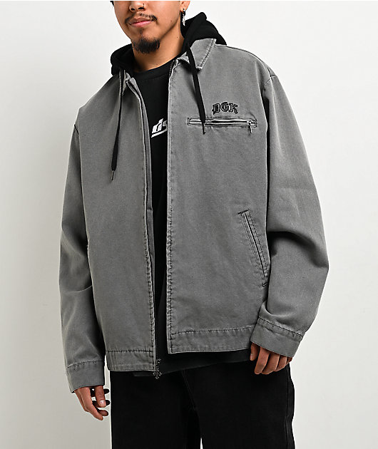 DGK Noble Black Wash Hooded Canvas Work Jacket