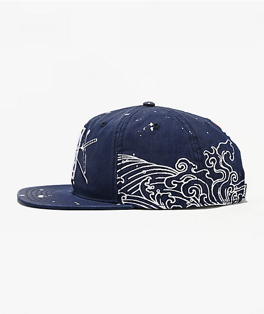 DGK Oceans Splatter Indigo Wash Snapback Hat