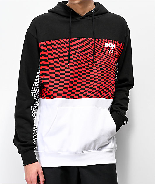 Red white best sale and black hoodie