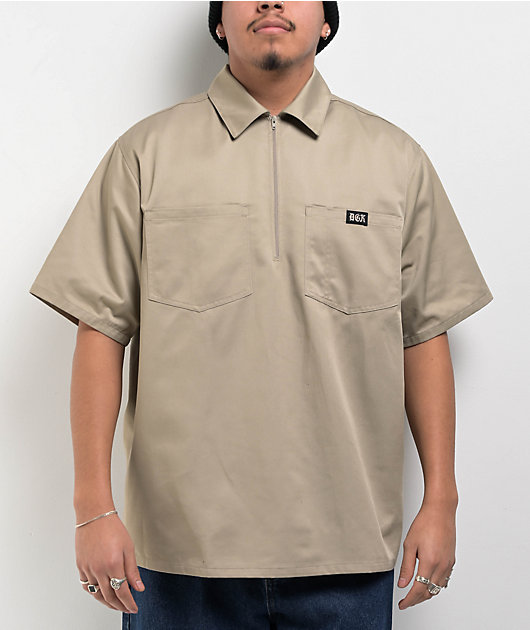 DGK Pacholo Tan Quarter Zip Work Shirt | Zumiez
