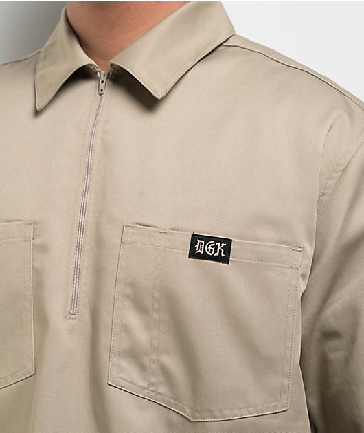 DGK Pachuco Tan Quarter Zip Work Shirt