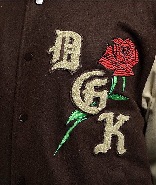 DGK Represent Letterman Brown Tan Varsity Jacket Zumiez