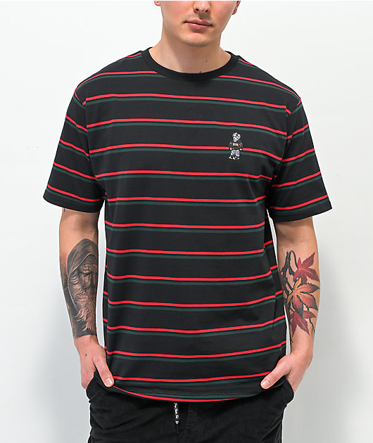 DGK Rival Black, Red Green Stripe T-Shirt Zumiez