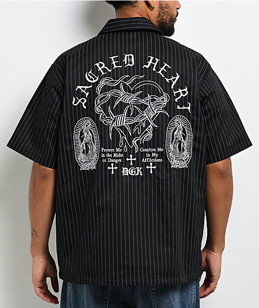 DGK Sagrado Pinstripe Black Quarter Zip Work Shirt | Zumiez