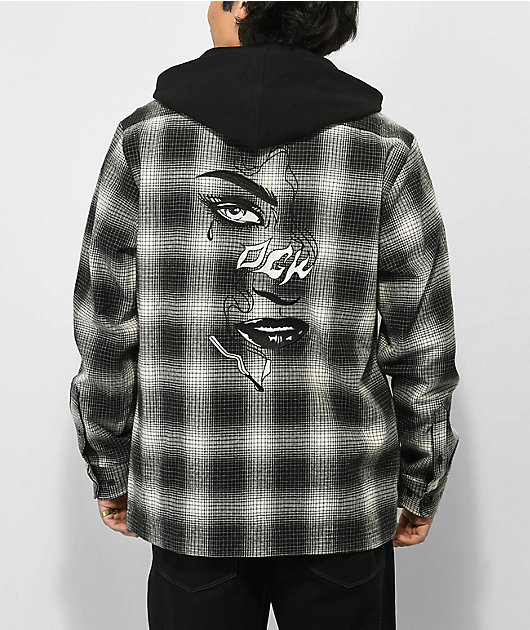 DGK Smoke Black Grey Hooded Flannel Shirt Zumiez