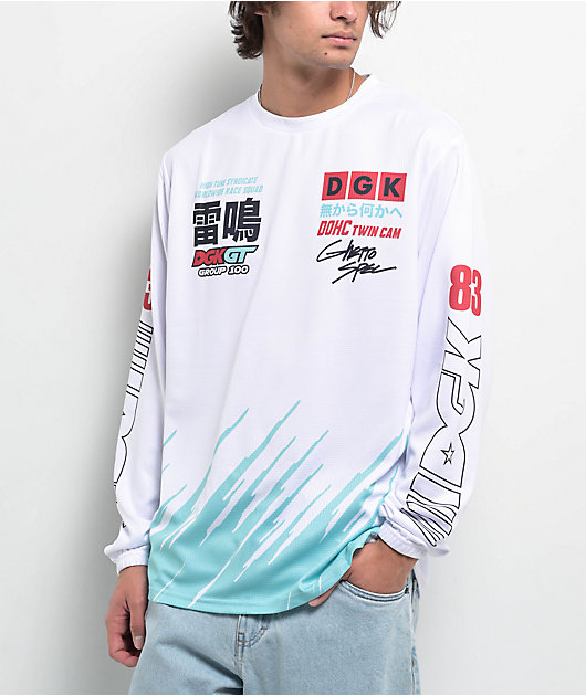 DGK Turbine Racing White Long Sleeve Jersey | Zumiez
