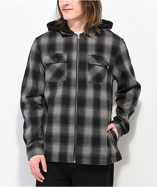 Black flannel hooded jacket sale