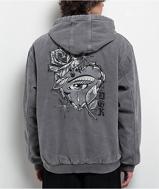 DGK Watcher Grey Wash Hooded Canvas Jacket | Zumiez
