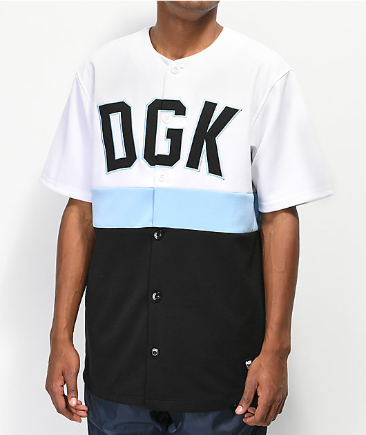 DGK White, Mint Blue & Black Baseball Jersey