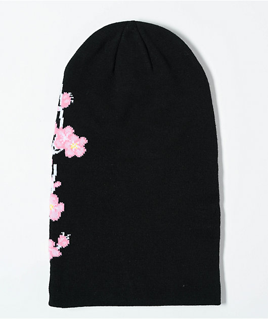 FLOWER GARDEN BALACLAVA（BLACK)irojikake Balaclava Face Mask Ski Mask Garden Bird Flowers Full Face