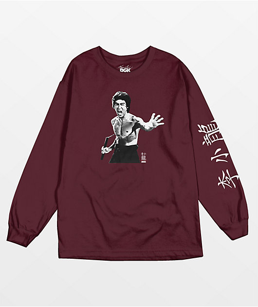 DGK x Bruce Lee Fierce Burgundy Long Sleeve T-Shirt