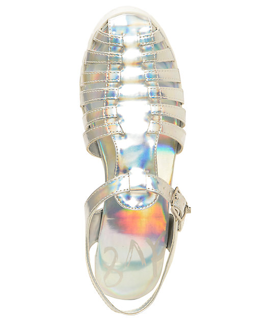 DV8 Dantri Silver Iridescent Jelly Sandals