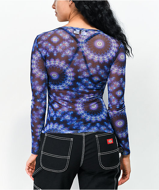 purple mesh long sleeve top