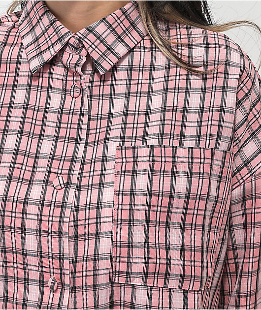 Daisy Street Lucy Pink Plaid Flannel Shirt