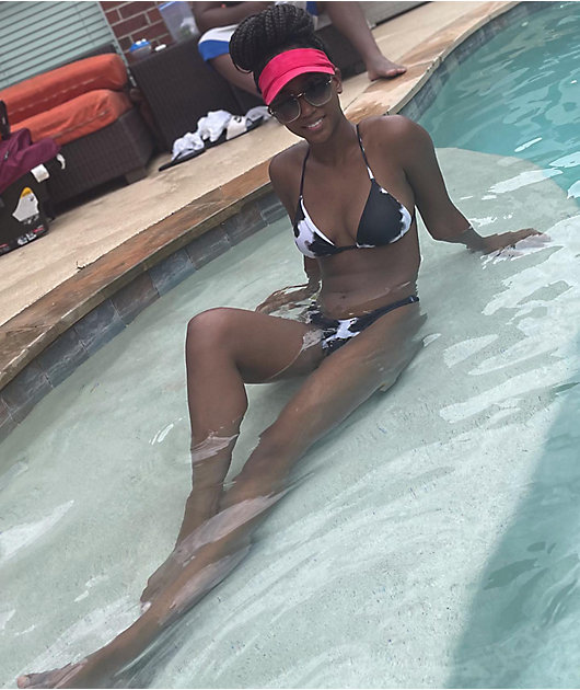 Damsel Billie braguitas de bikini de pierna alta con estampado de vaca