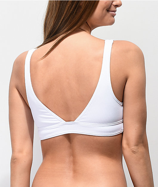 Damsel Blanco Flat Ribbed Bralette Bikini Top