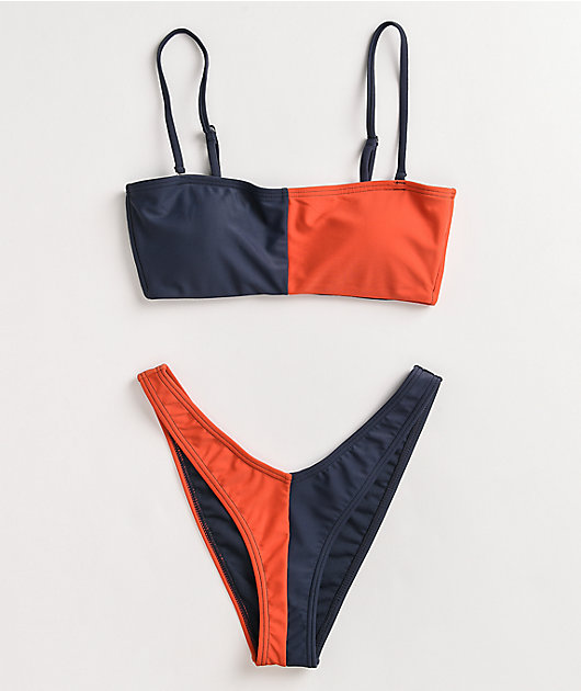 blue and orange bathing suit