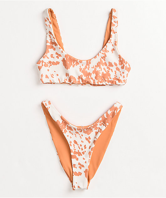 Damsel Dex Reversible Orange & White Sport Bikini Top