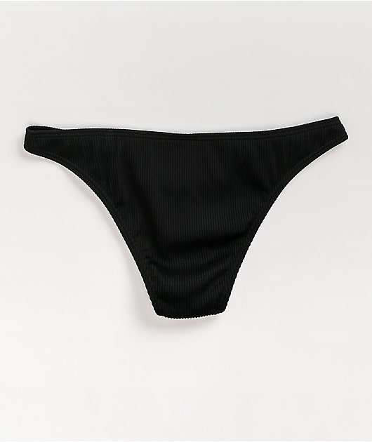 Damsel Jess Ribbed Black Cheeky Bikini Bottom